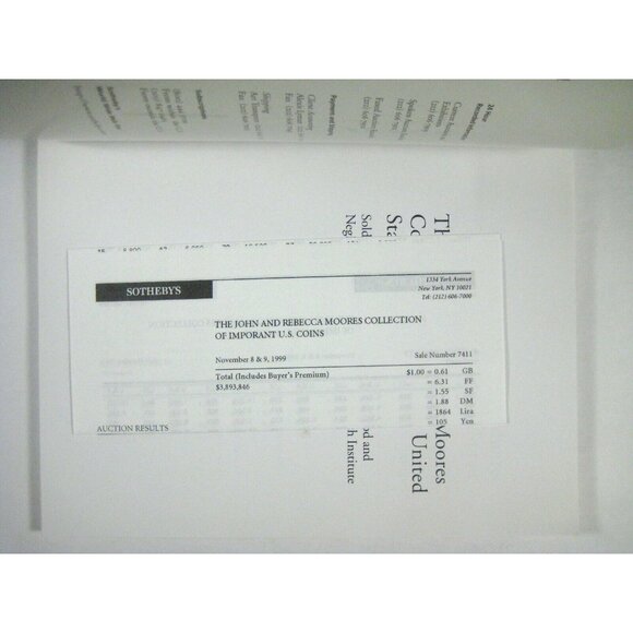 John Rebecca Moores US Coin Collection Sotheby's Catalog 1999 Scripts 7411 - Picture 3 of 9